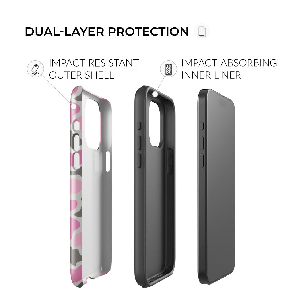 dual layer protection Pink Retro Duck Camo iPhone Tough Case