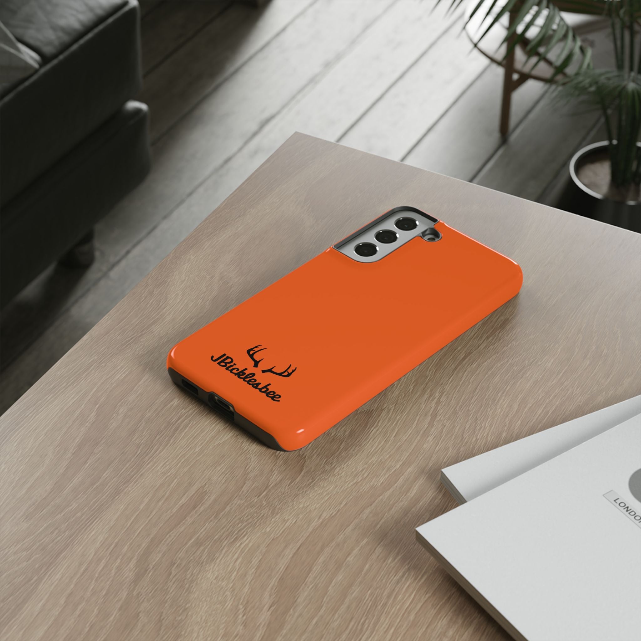 glossy blaze orange hunter samsung phone case