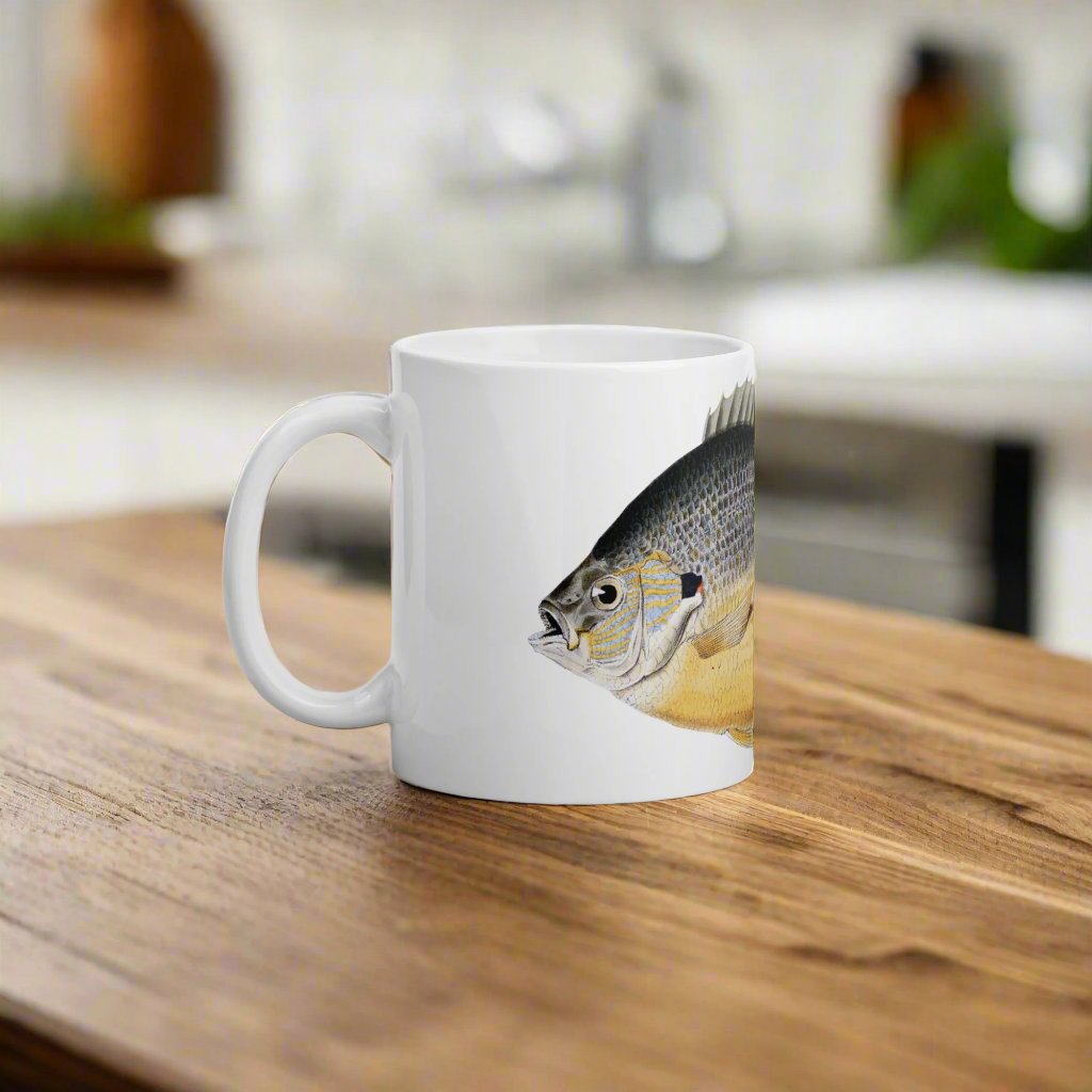 pumpkinseed coffee mug on a kitchen table