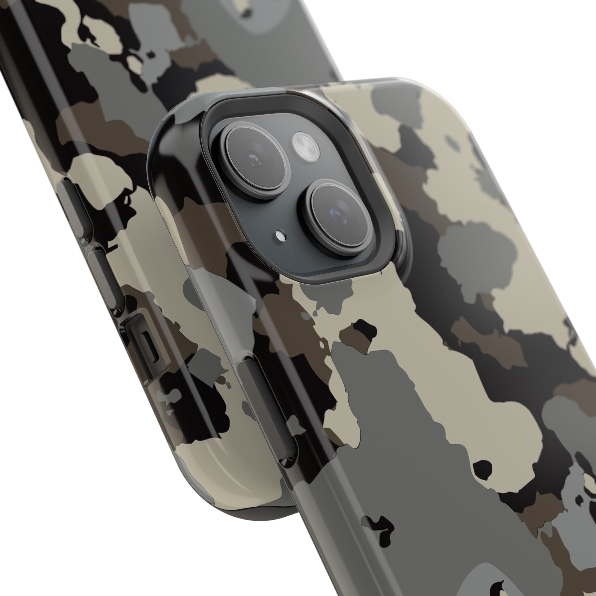 close up view of camera protection High Country Camo MagSafe Tough iPhone Case