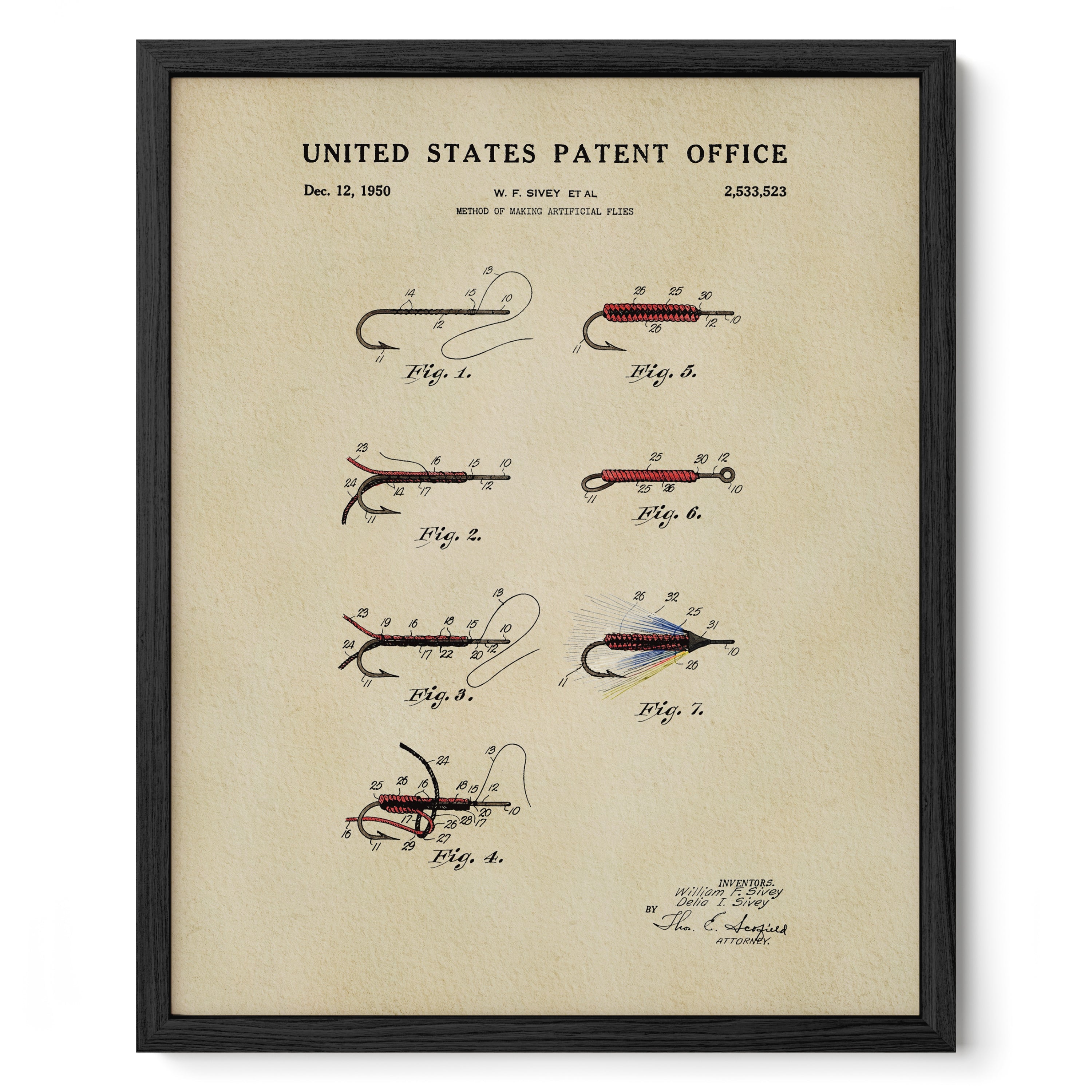 patent-print-black-frame.jpg
1950 Fly Fishing Flies patent print by William F. Sivey displayed in a black frame.