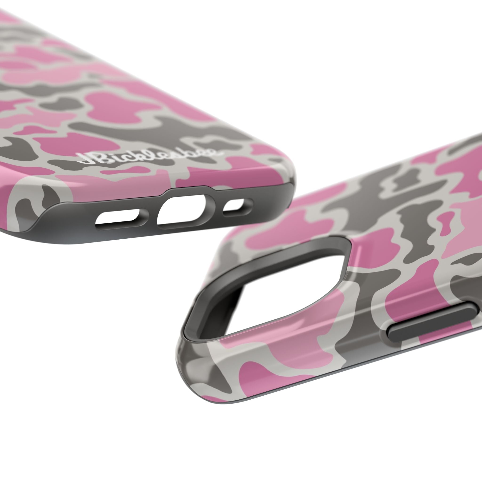 close up of ports Pink Retro Duck Camo MagSafe iPhone Case