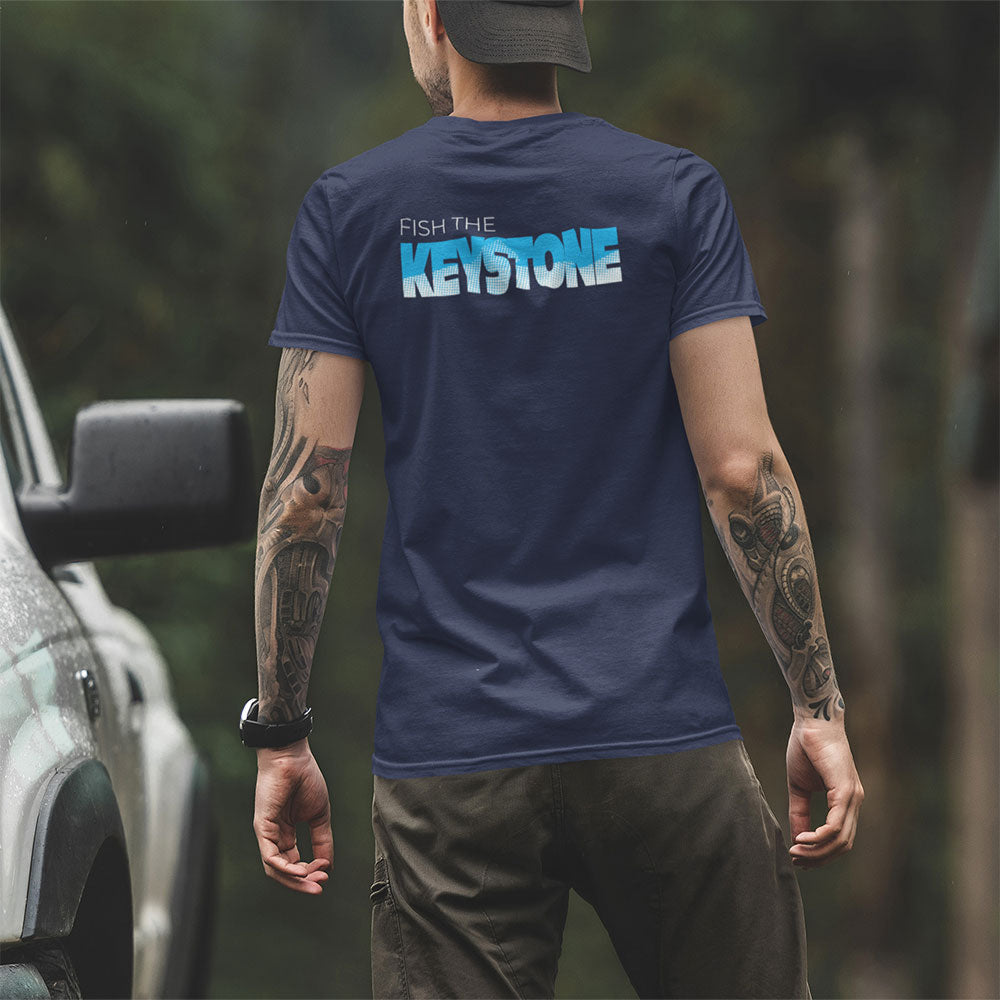 man wearing FISH The KEYSTONE T-shirt