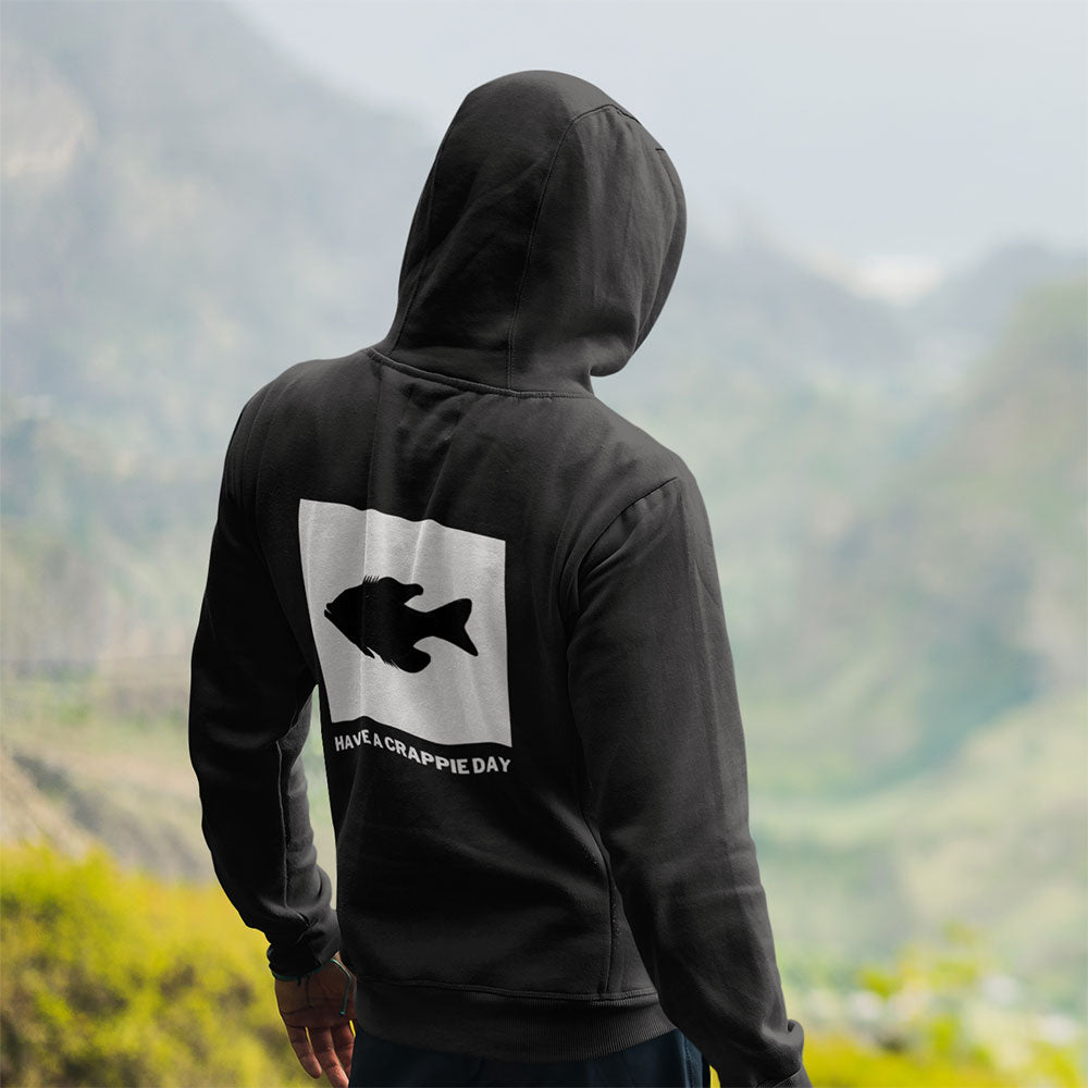 man wearing Have A Crappie Day Hoodie