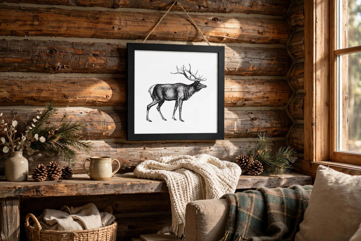 Rustic Elk Naturalist Print