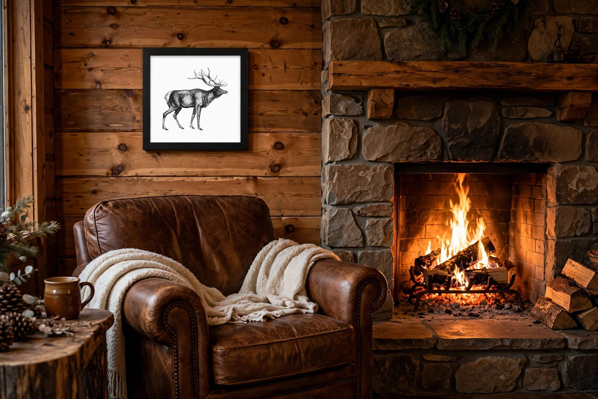 Rustic Elk Naturalist Print