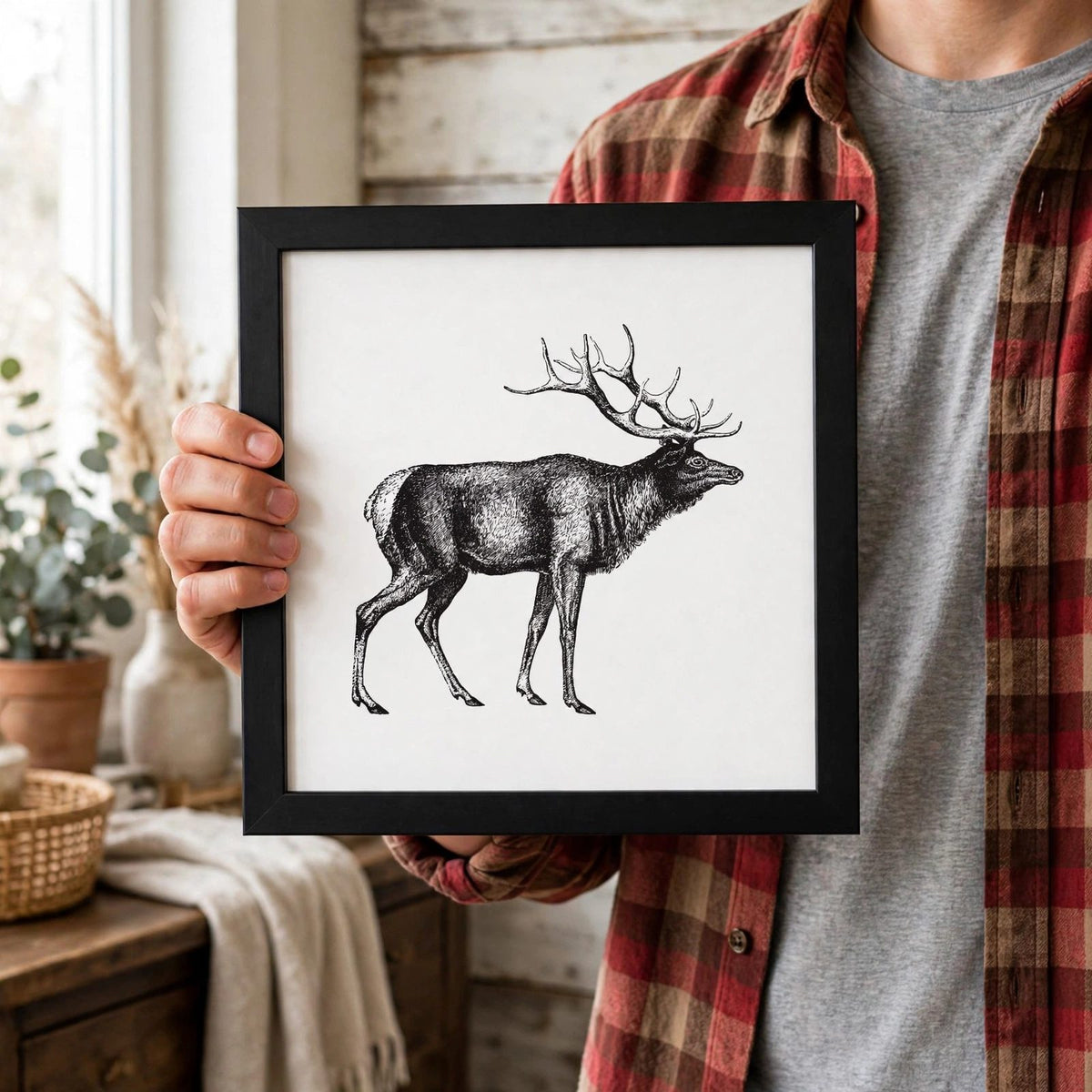 Rustic Elk Naturalist Print