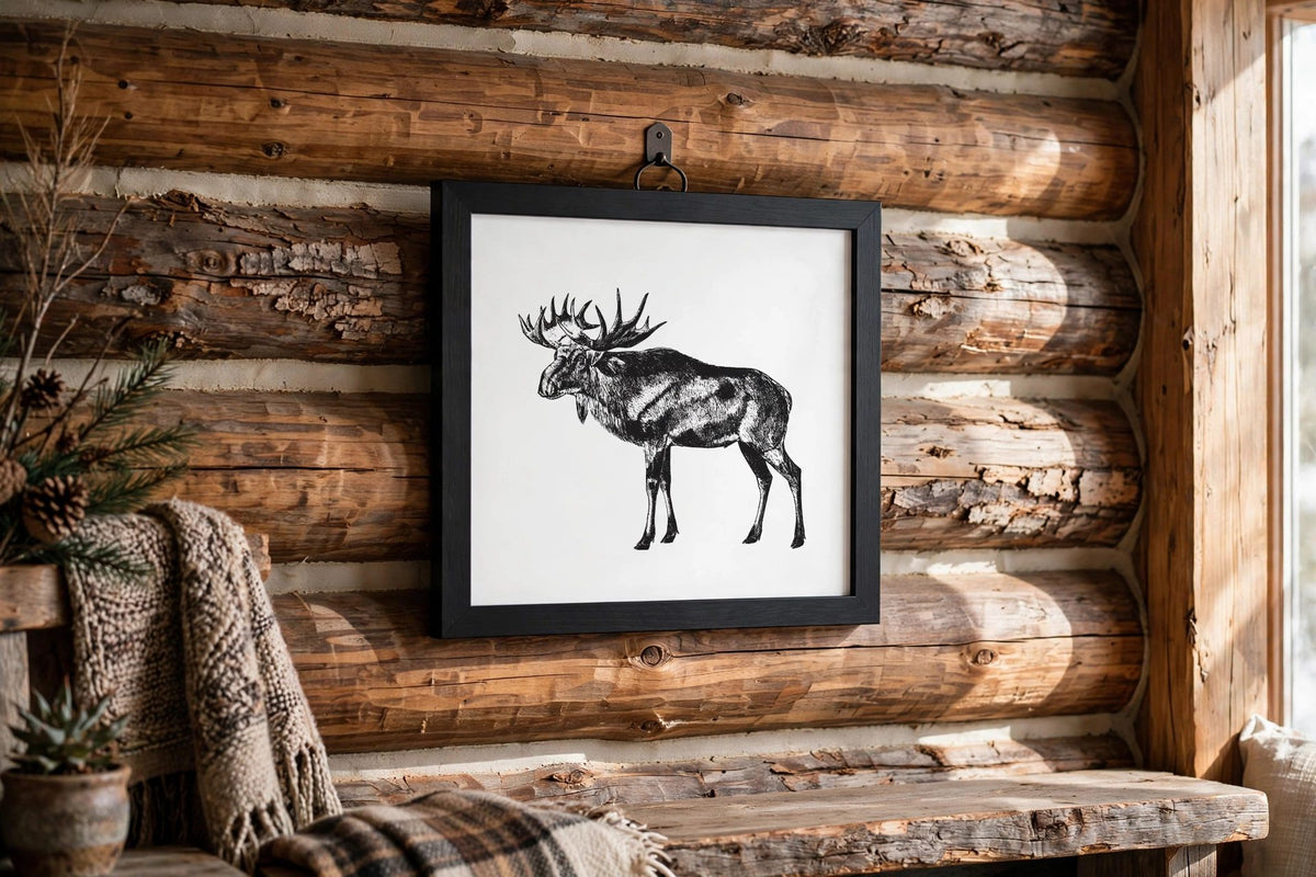 Rustic Moose Naturalist Print