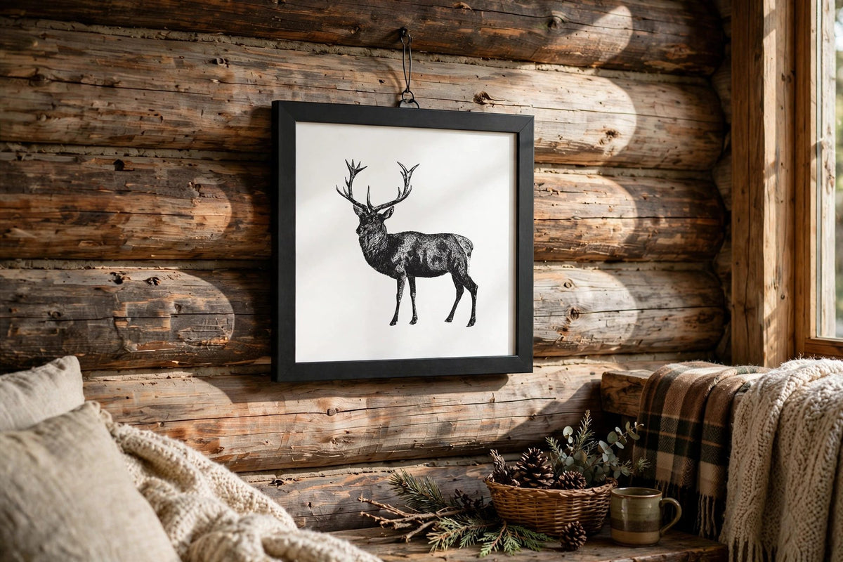 Rustic Red Stag Naturalist Print
