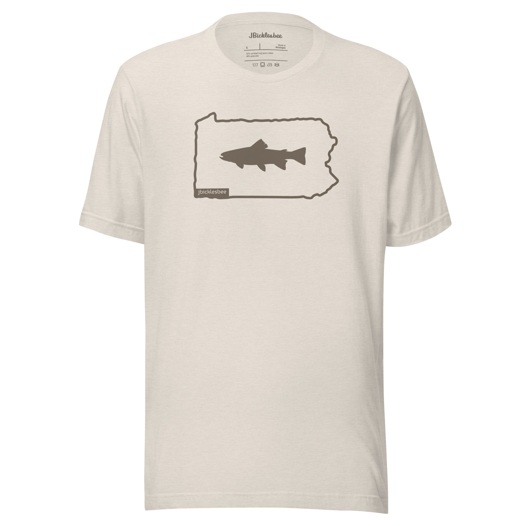 Keystone State Line Trout Fishing T-shirt Heather Dust