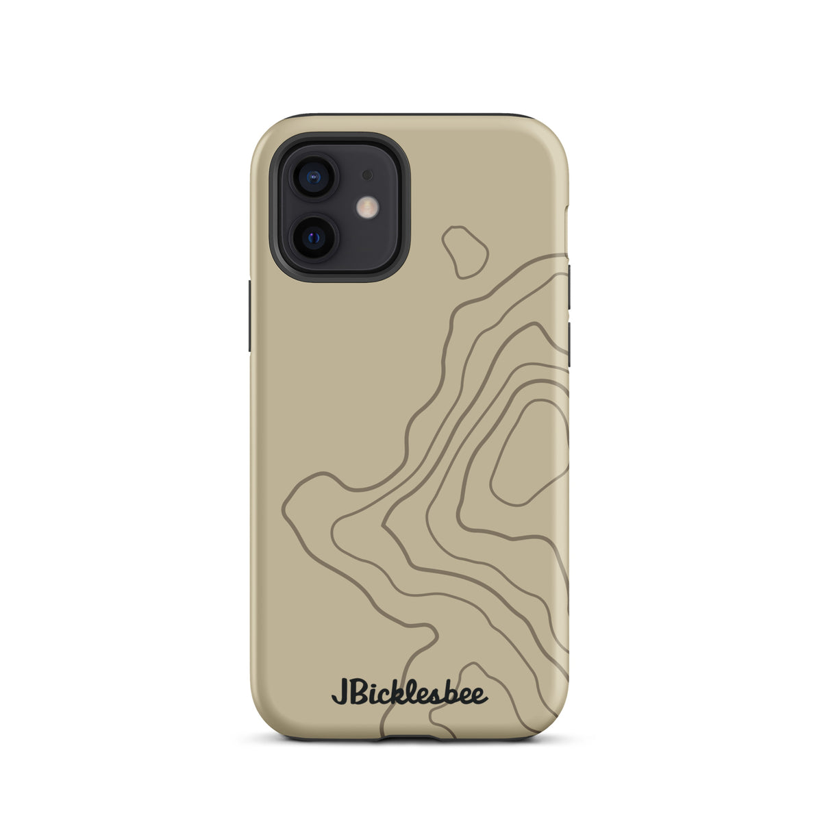 Overland Tan topographical iPhone 12 case, matte finish