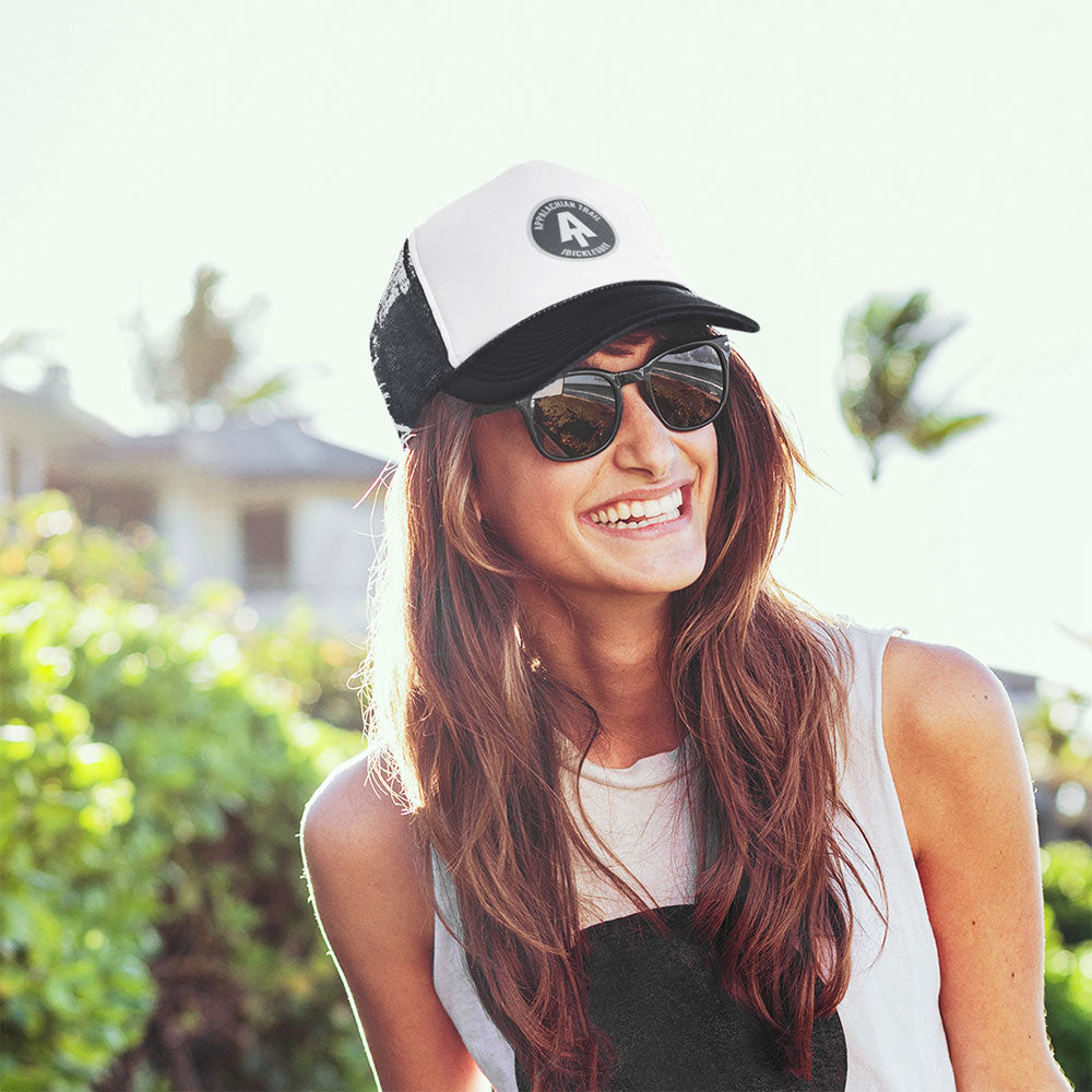 Retro Appalachian Trail Trucker Hat on woman