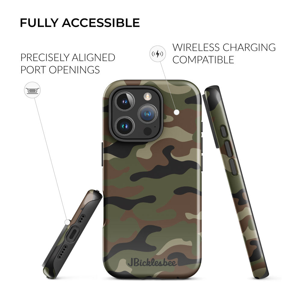 fully accessible Retro Woodland Recon Camo iPhone Tough Case