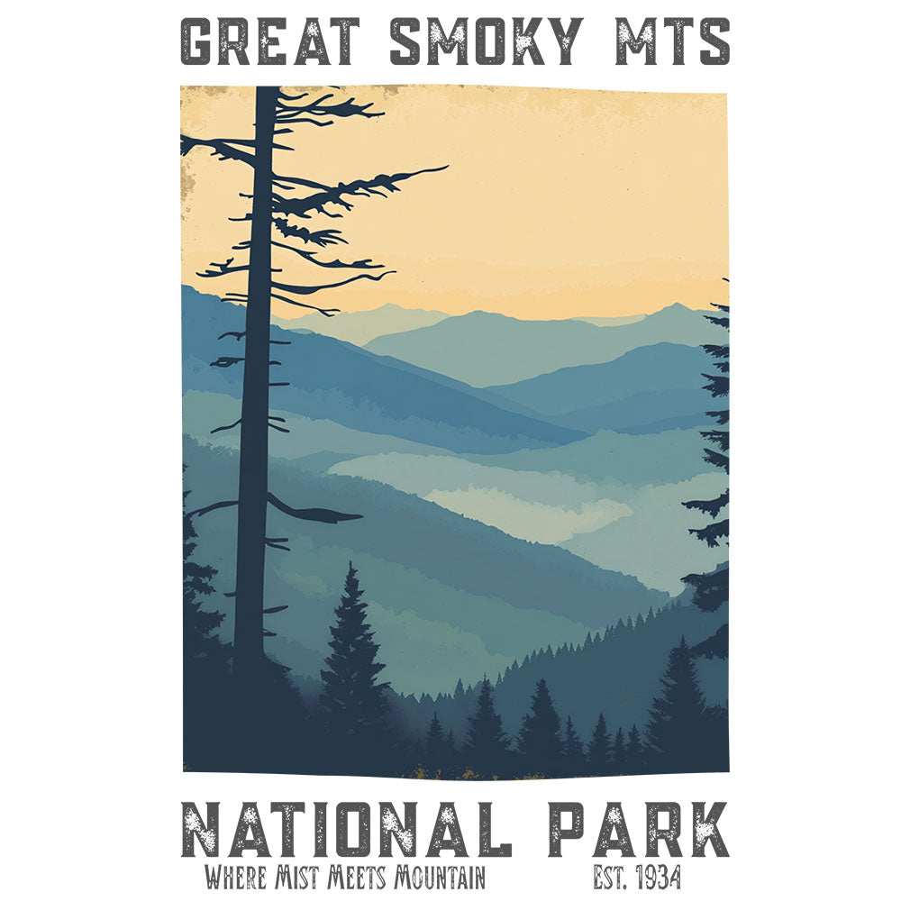 Retro Great Smoky Mountains National Park T-shirt JBicklesbee Design