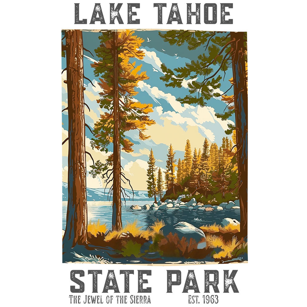 Retro Lake Tahoe State Park T-shirt JBicklesbee Design