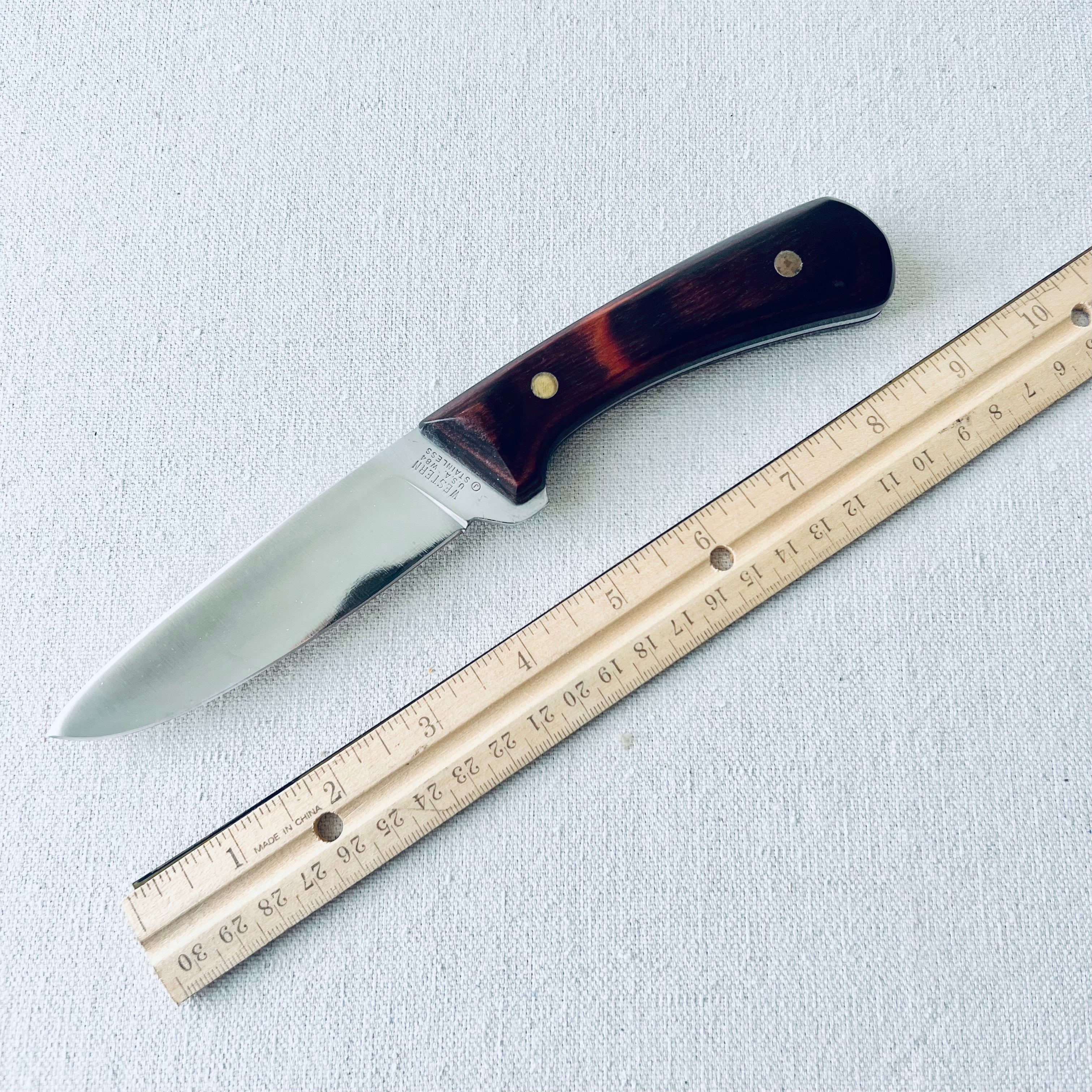 Pristine Vintage WESTERN Model W84 USA Made Fixed Blade Knife
