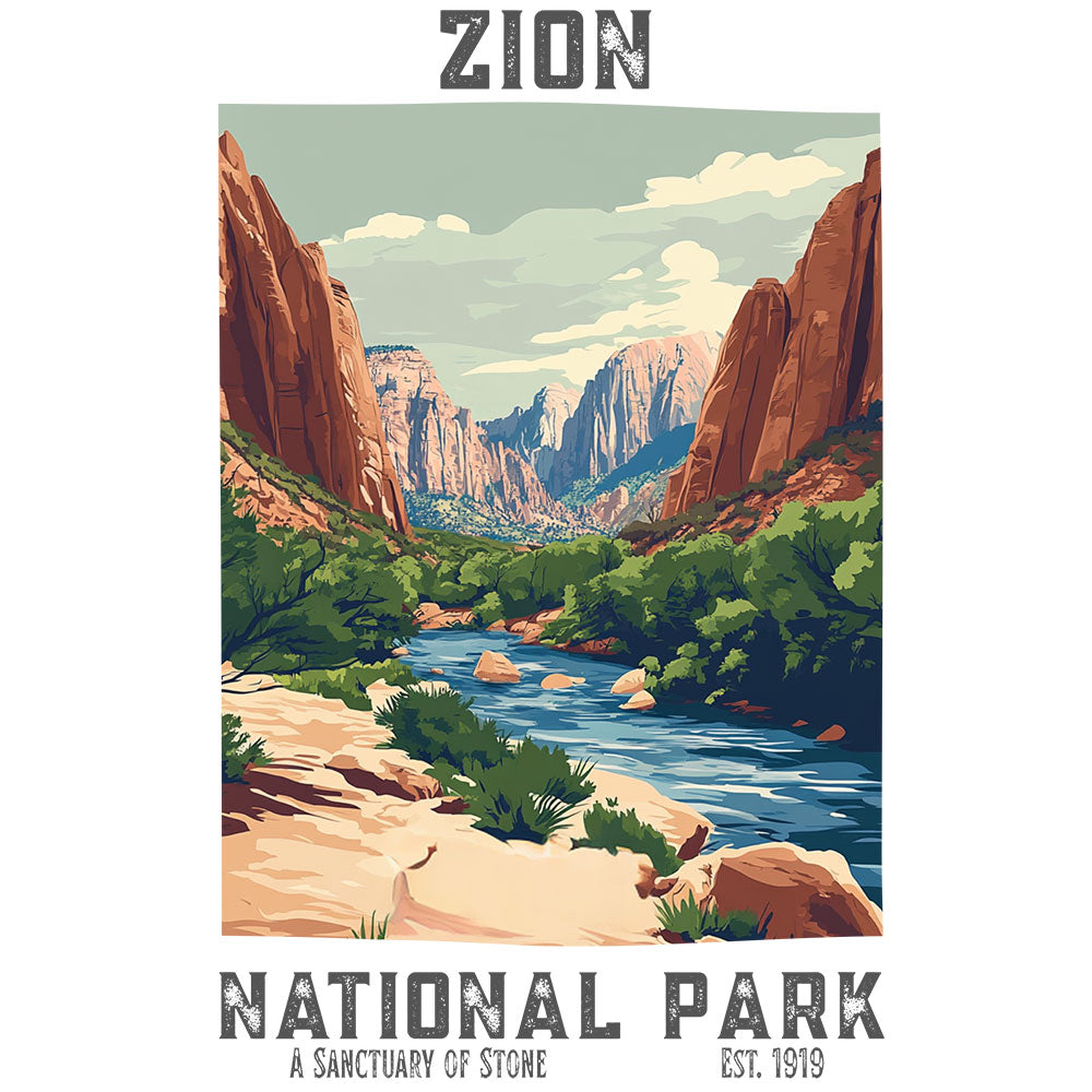 Retro Zion National Park T-shirt JBicklesbee Design