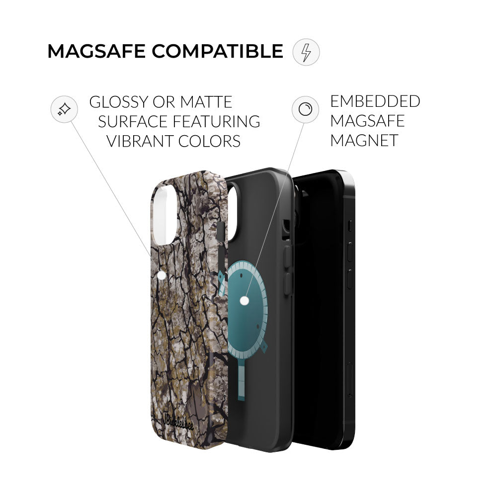 magsafe compatible Alpha Tree Bark Camo MagSafe Tough iPhone Case