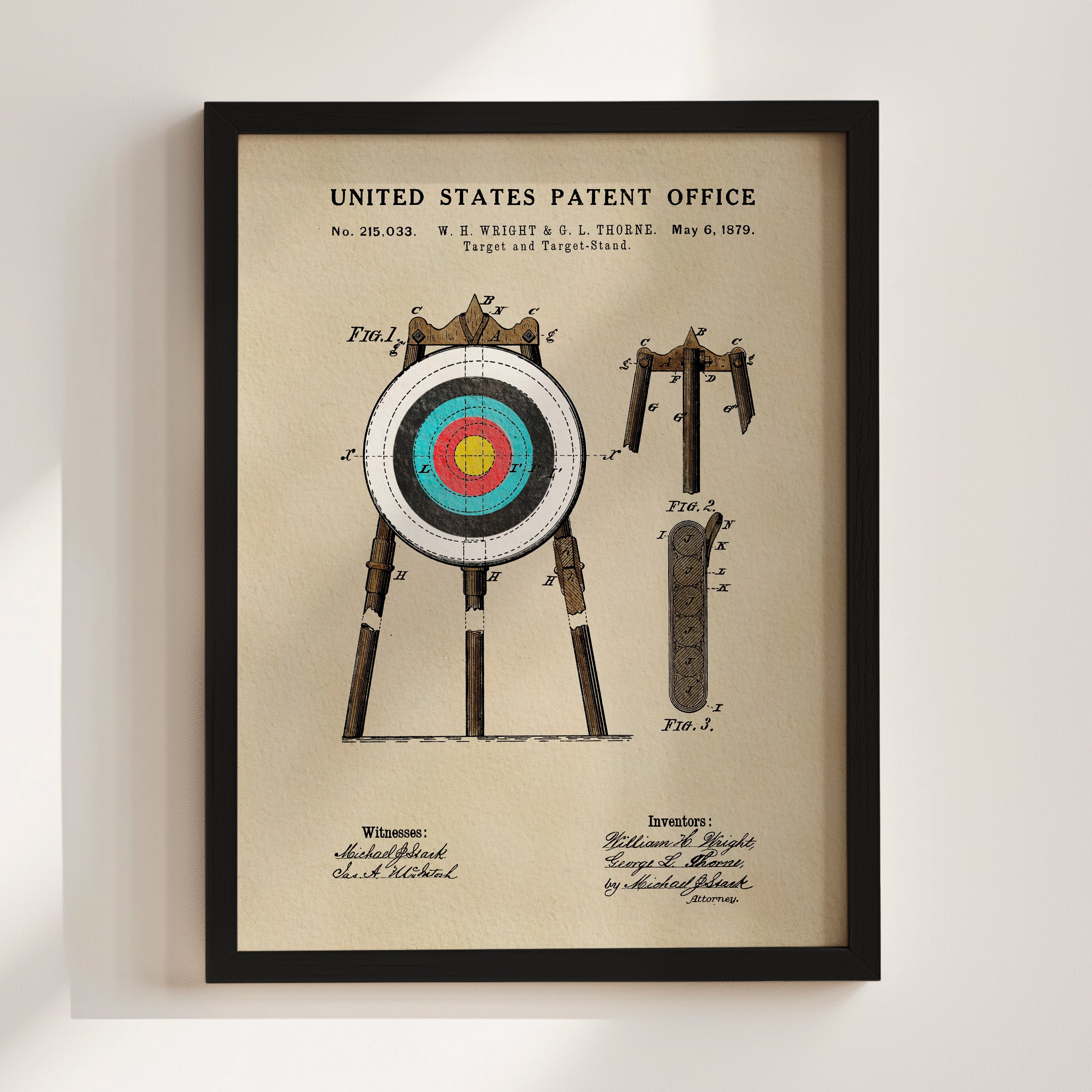 Archery Target patent print displayed in a black frame
