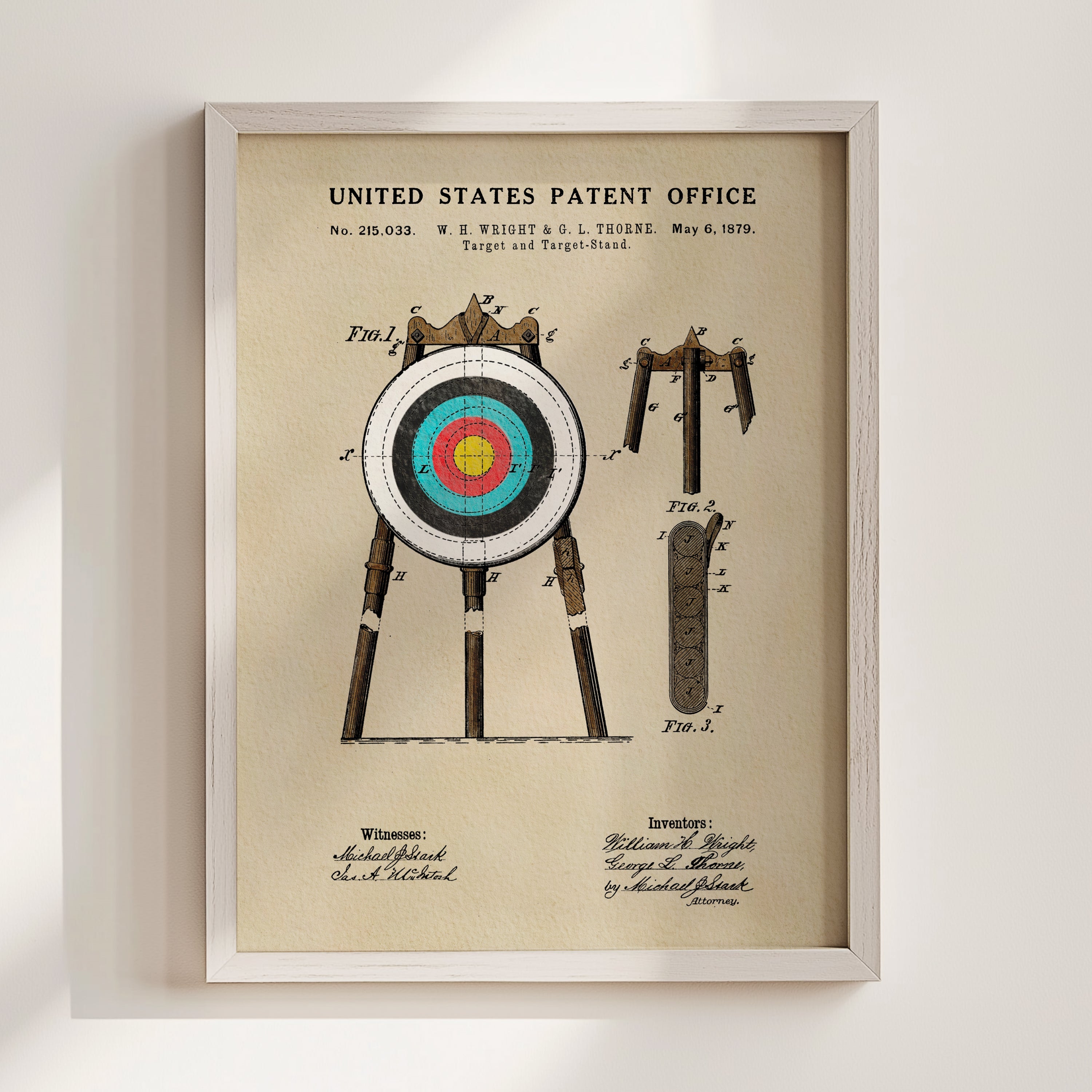 Archery Target patent print displayed in a white frame