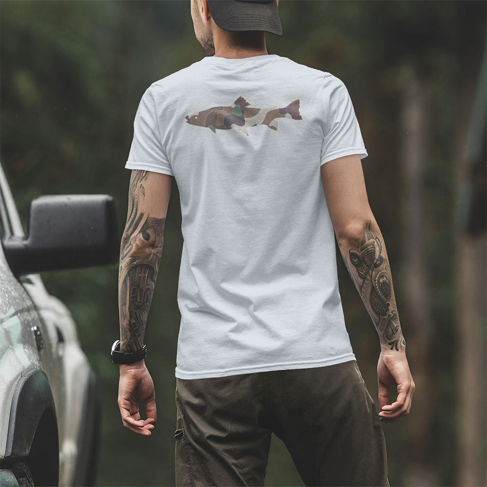 man wearing The Tactical Trout T-shirt