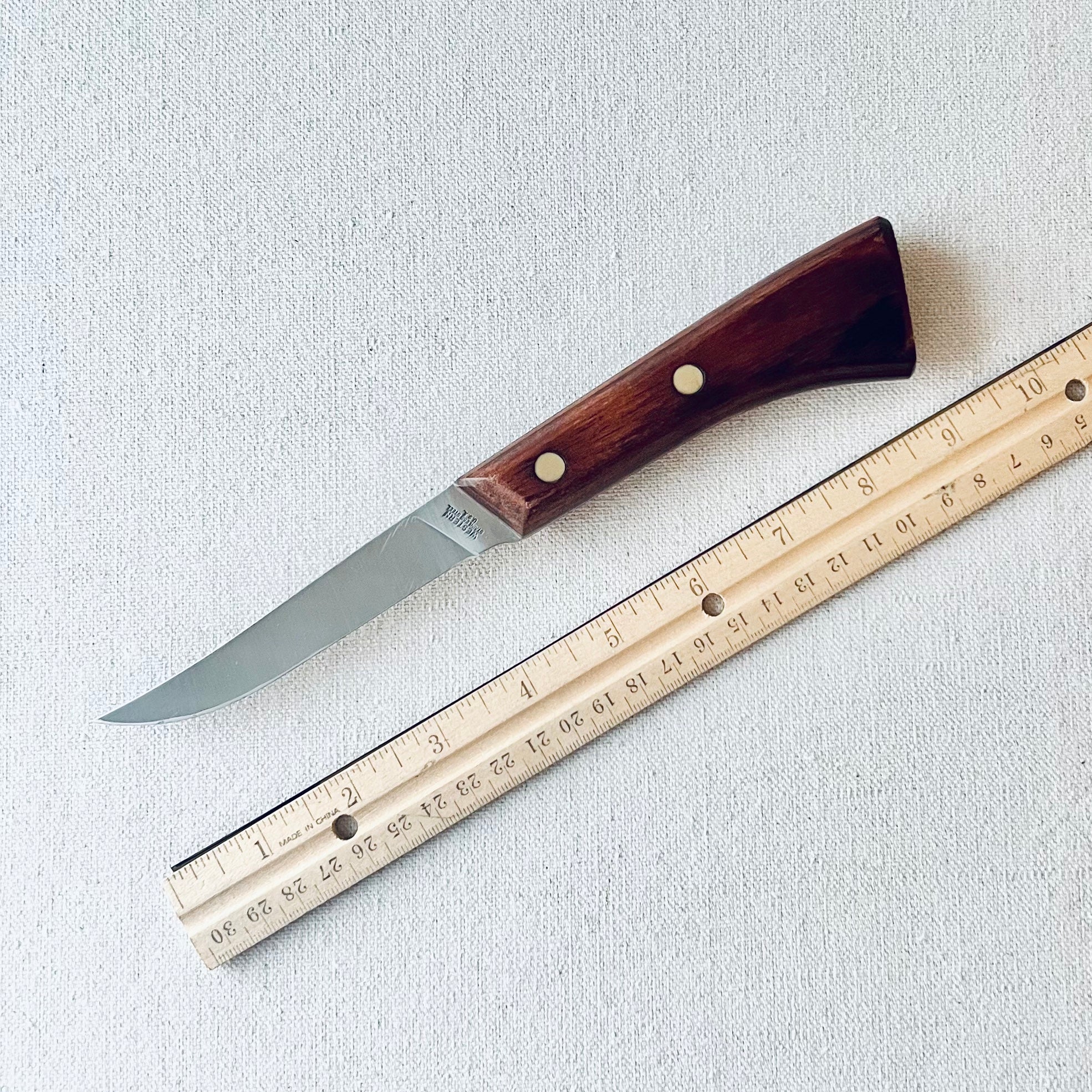 Vintage Western Brand S-W764 USA Made Bait-Camp Knife with Leather Sheath