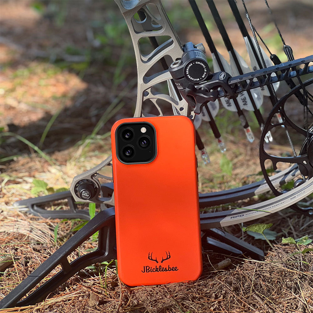 blaze orange hunting phone case with bow