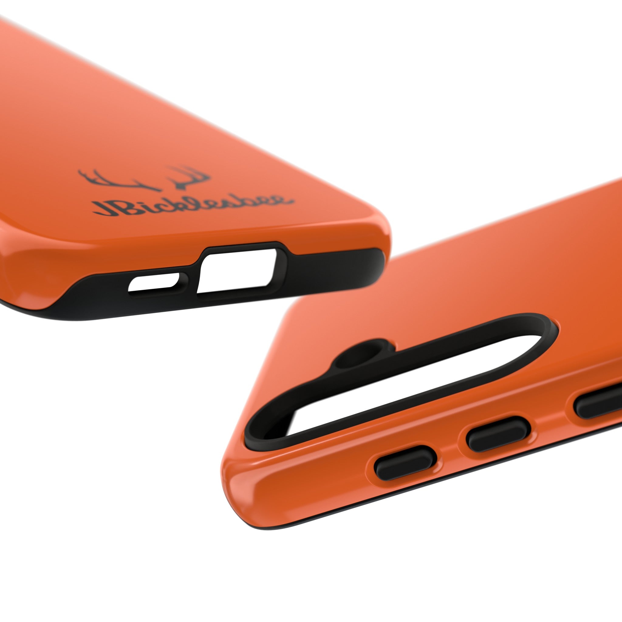 close up of access ports and buttons Blaze Orange Hunter Samsung Tough Case