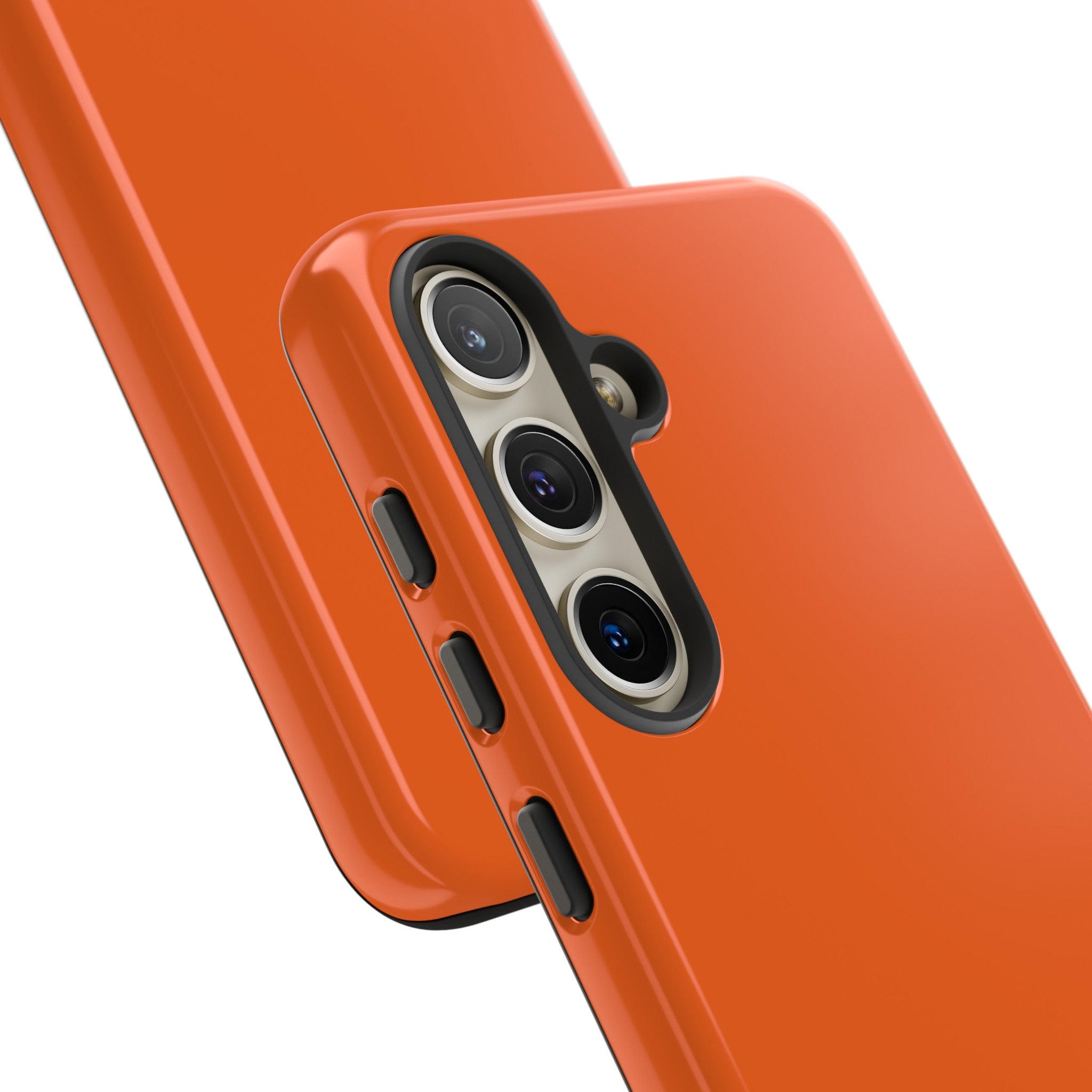 close up of camera protection Blaze Orange Hunter Samsung Tough Case