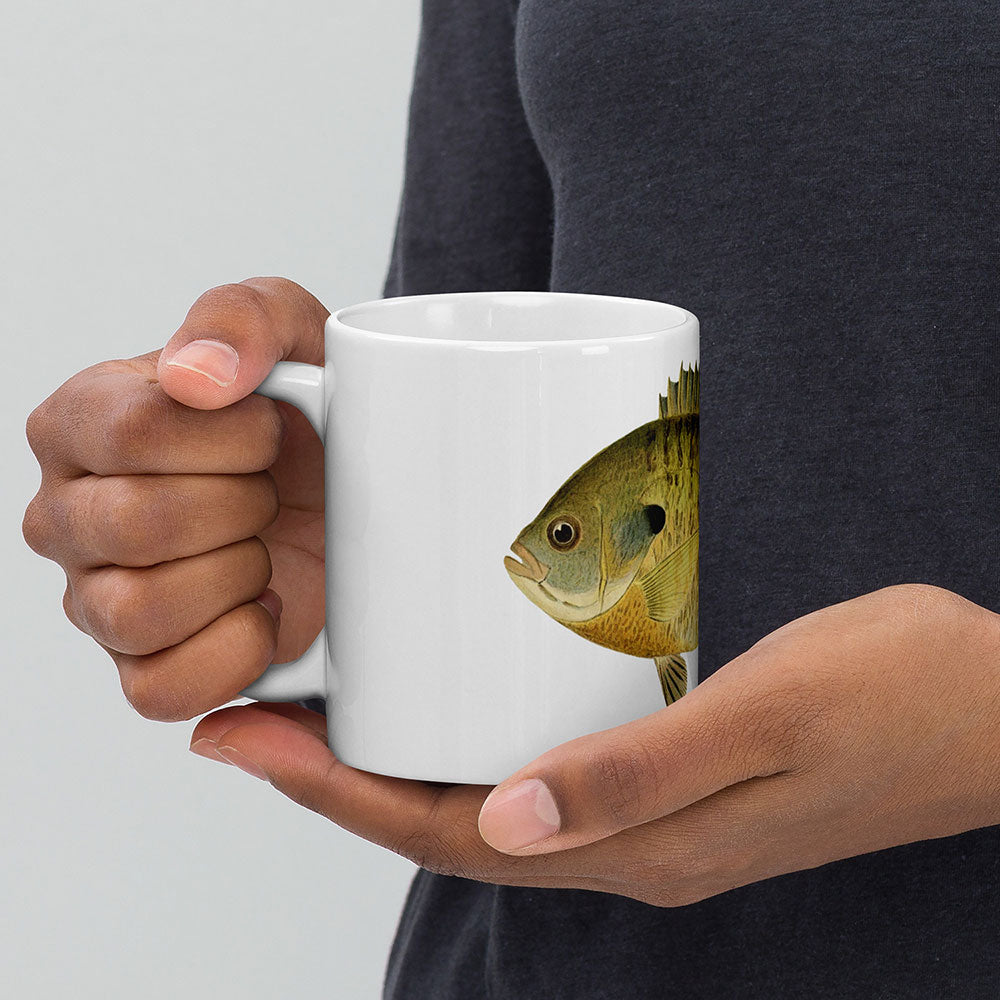 bluegill coffee mug in hand