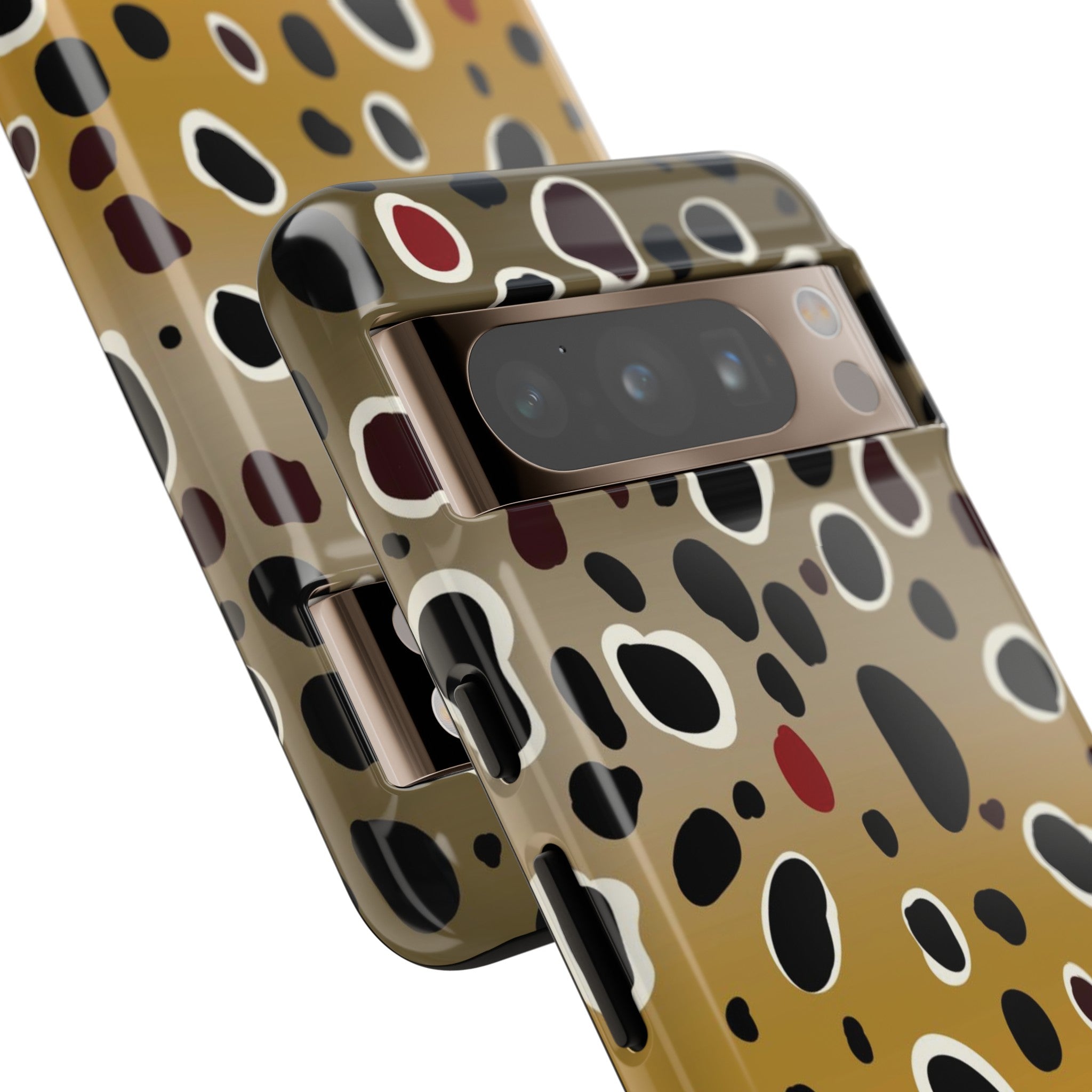 close up view of camera protection Brown Trout Pattern Pixel Tough Case