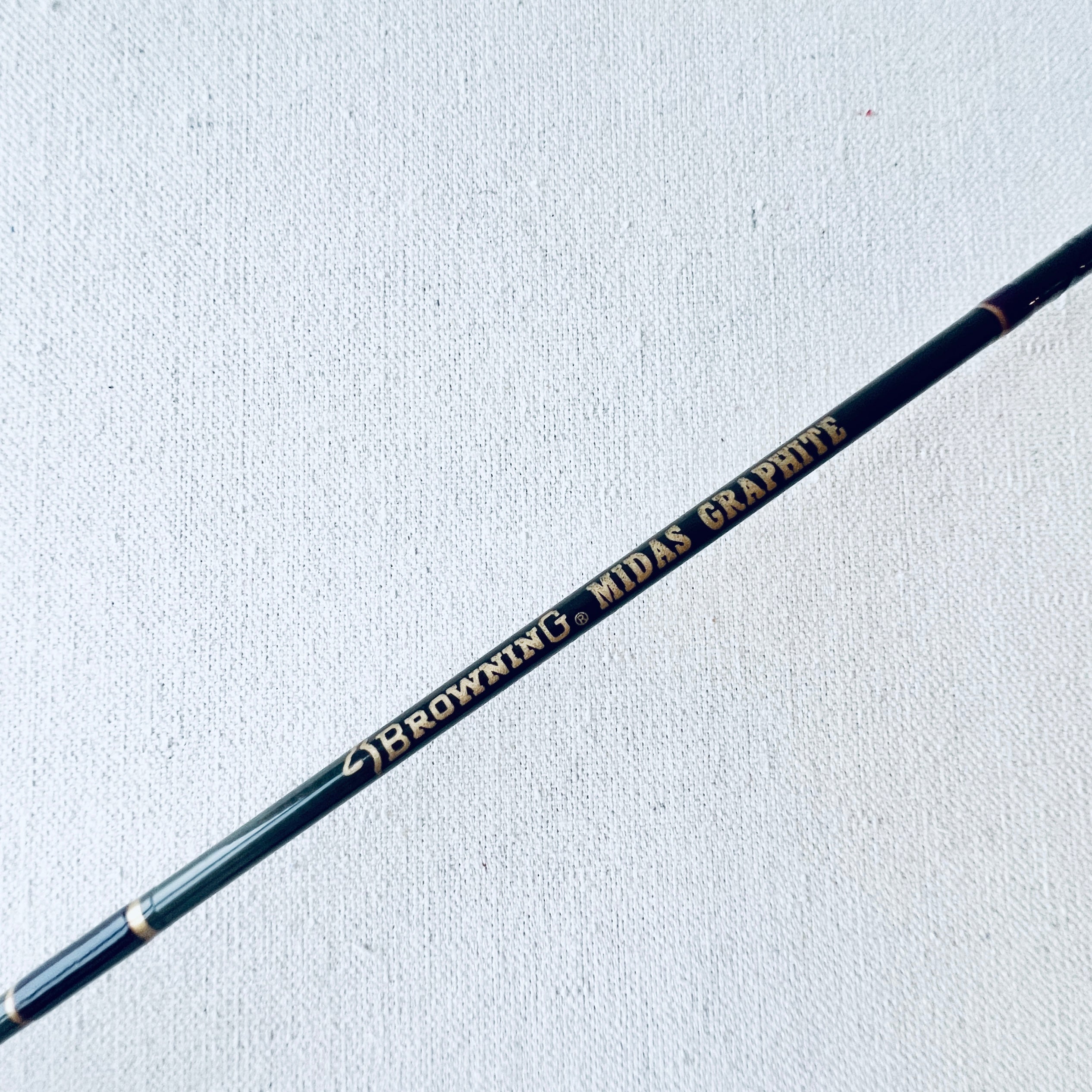 Browning logo close-up on Vintage Spinning Rod Model 732955