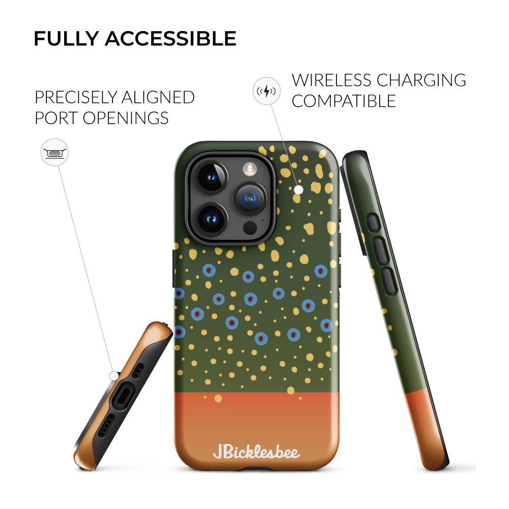 wireless charging compatible Brook Trout Pattern iPhone Case