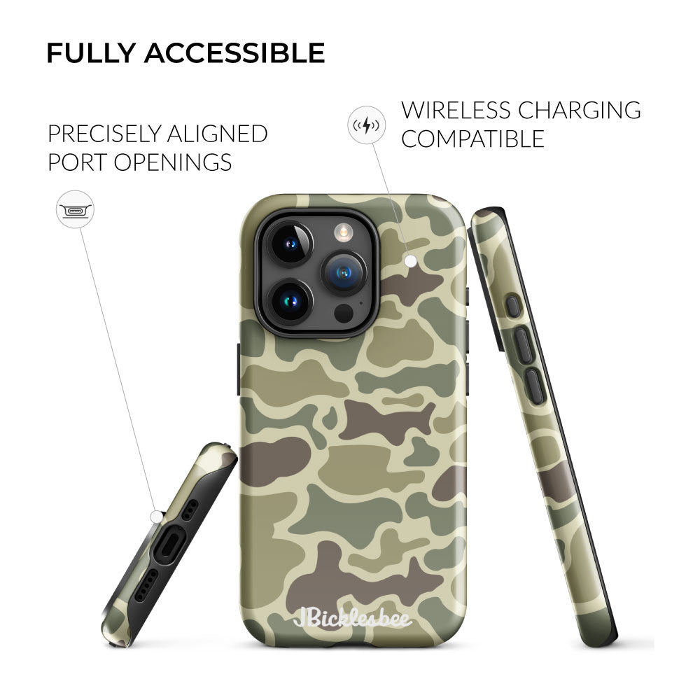 wireless charging compatible Retro Forest Camo iPhone Case