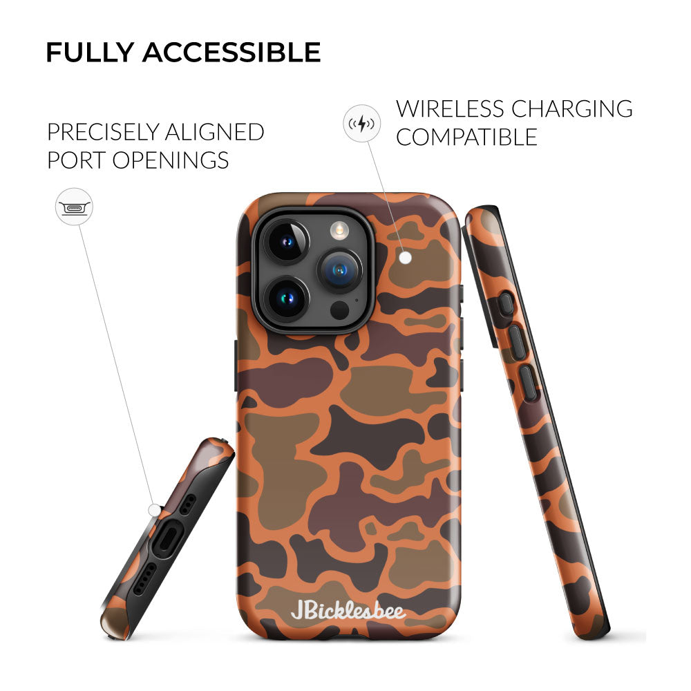 wireless charging compatible retro hunter safety camo iphone tough case