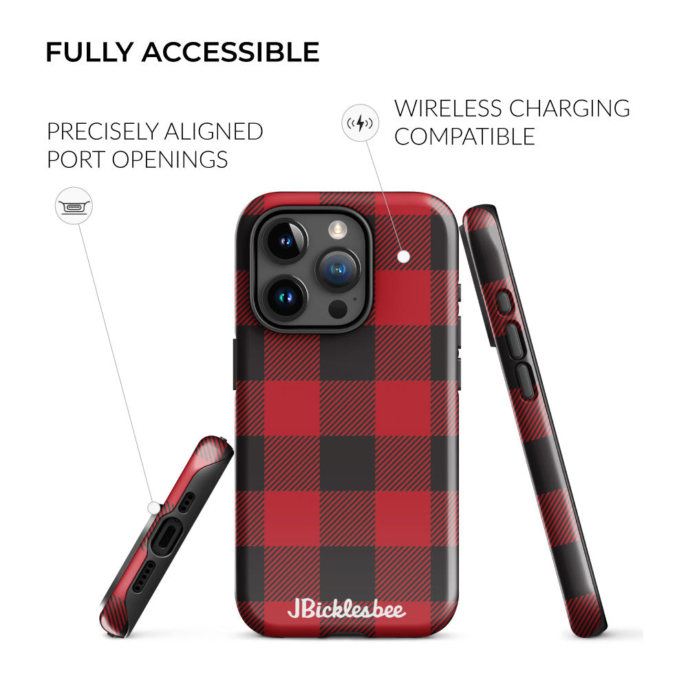 wireless charging compatible Retro Hunting Plaid Pattern iPhone Case