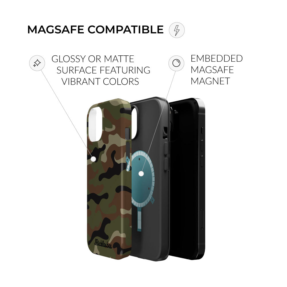 magsafe compatible Retro Woodland Recon Camo MagSafe iPhone Tough Case
