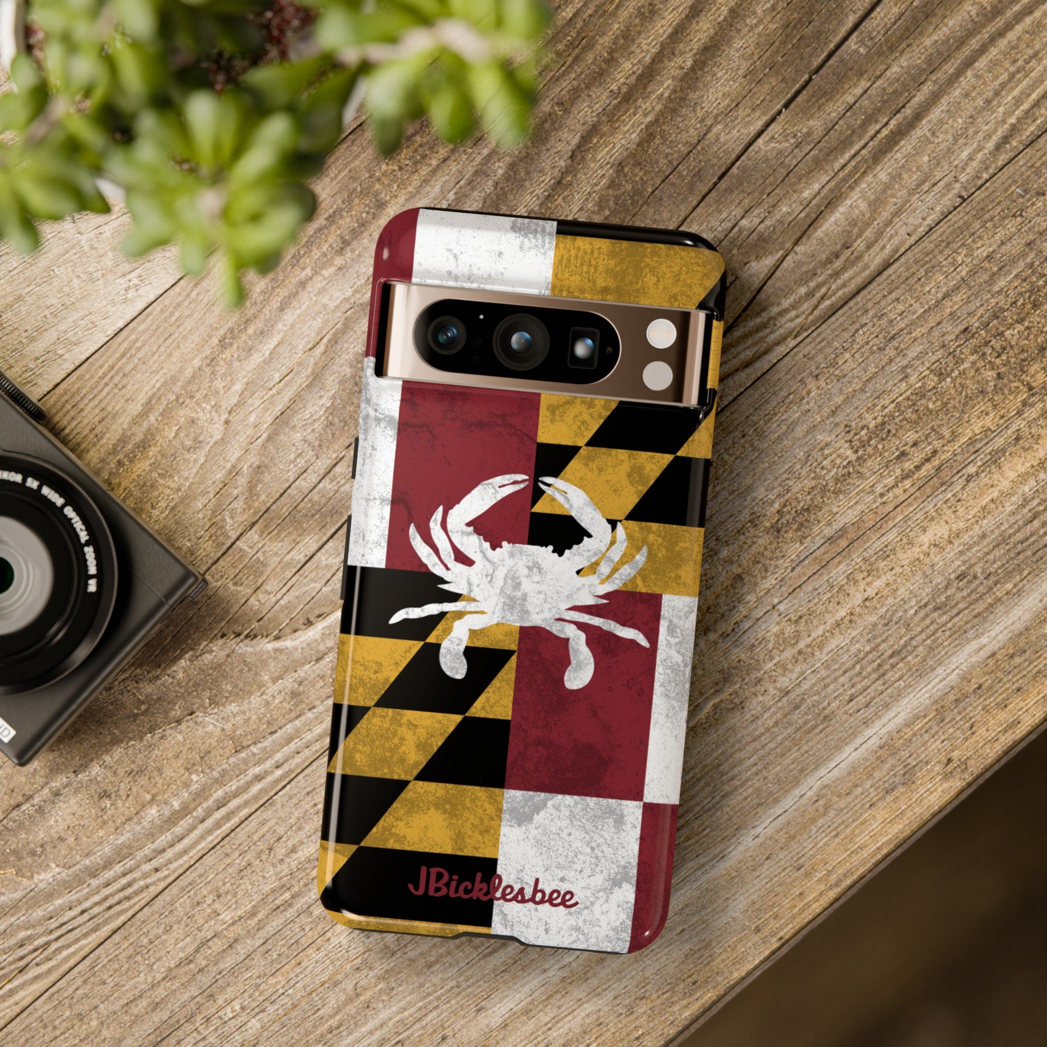 Maryland Flag Crab Pixel Tough Case on table