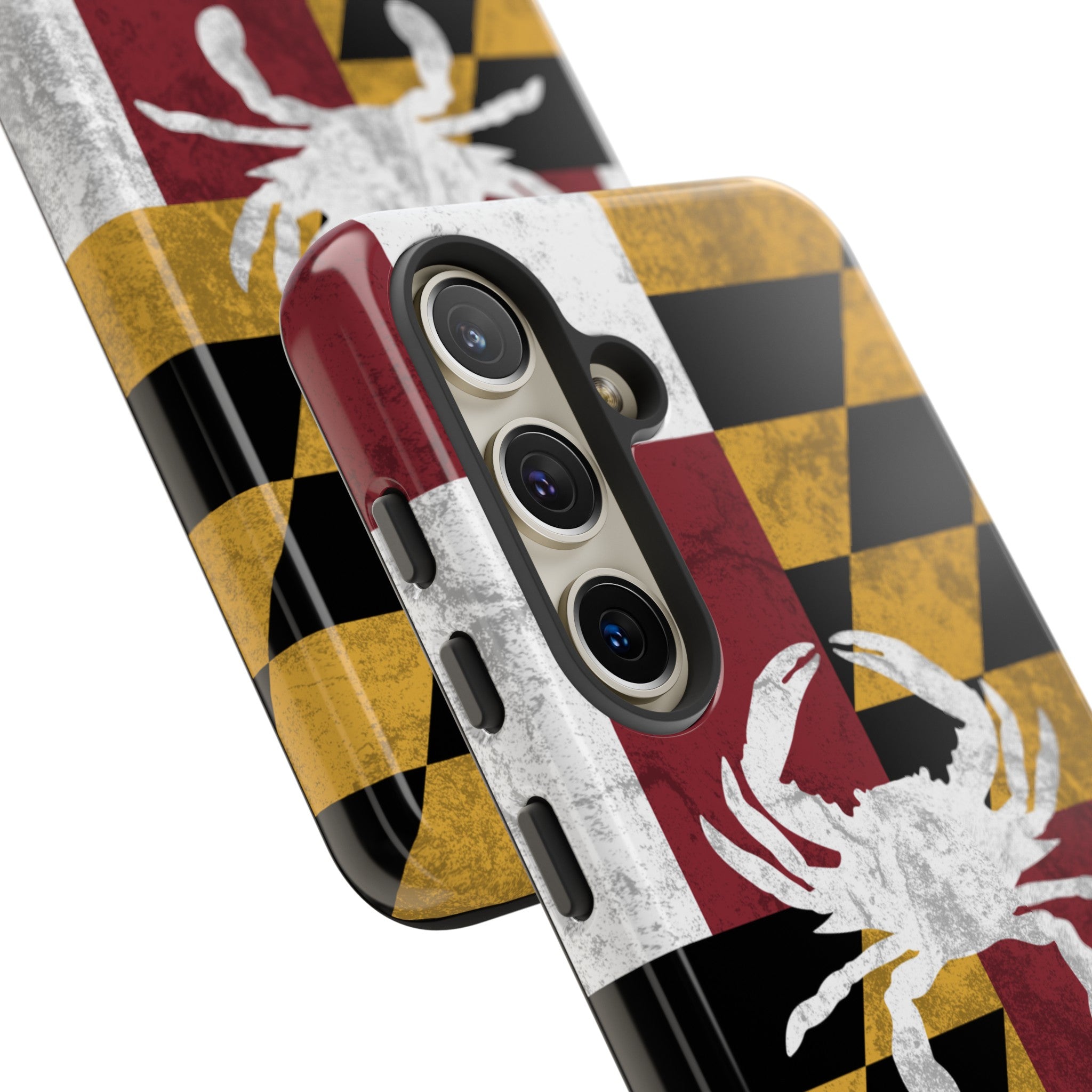 close up of camera protection Maryland Flag Crab Samsung Tough Case