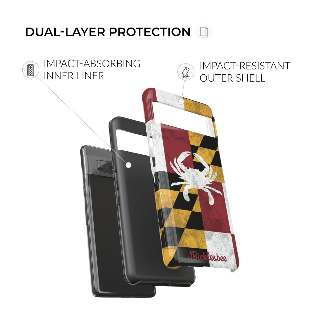 dual layer protection pixel Maryland Flag Crab Pixel Tough Case