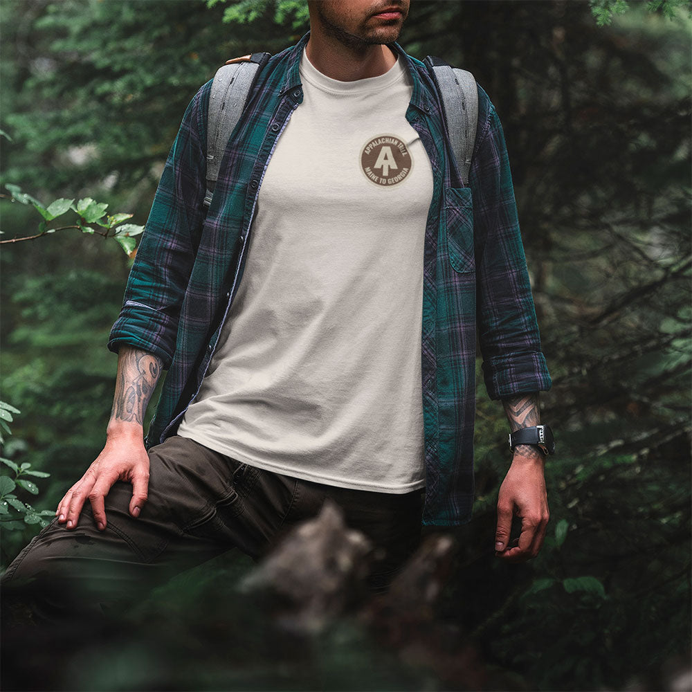 man wearing Appalachian Trail Maine to Georgia T-shirt