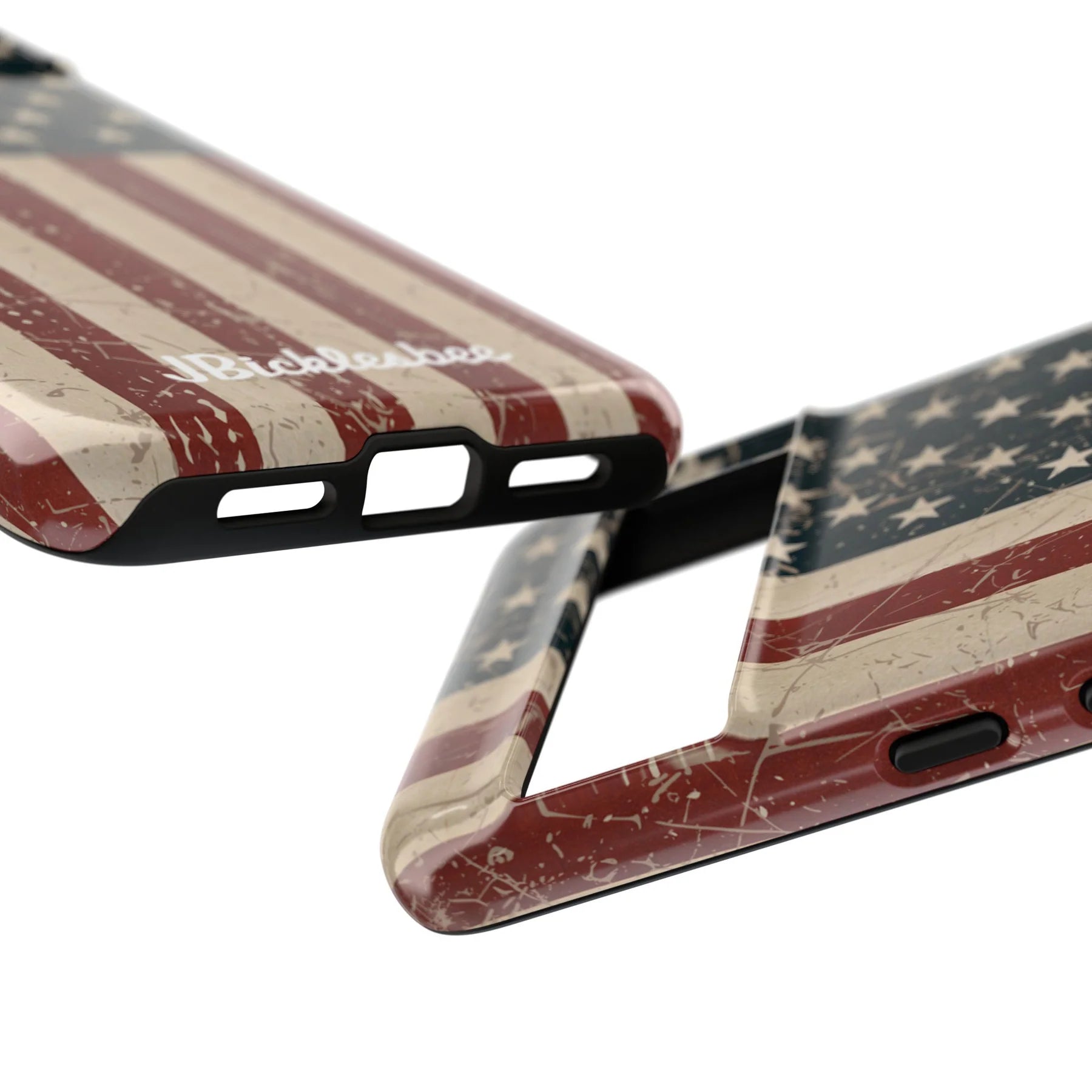 close up on ports Old Glory American Flag Pixel Tough Case