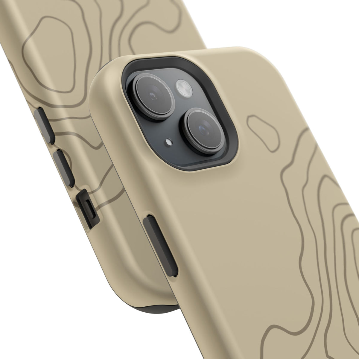 Overland Tan Matte MagSafe iPhone case close-up with raised camera surround 