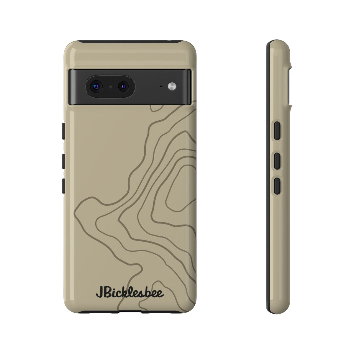 Overland Tan topographical Google Pixel 7 case, glossy finish