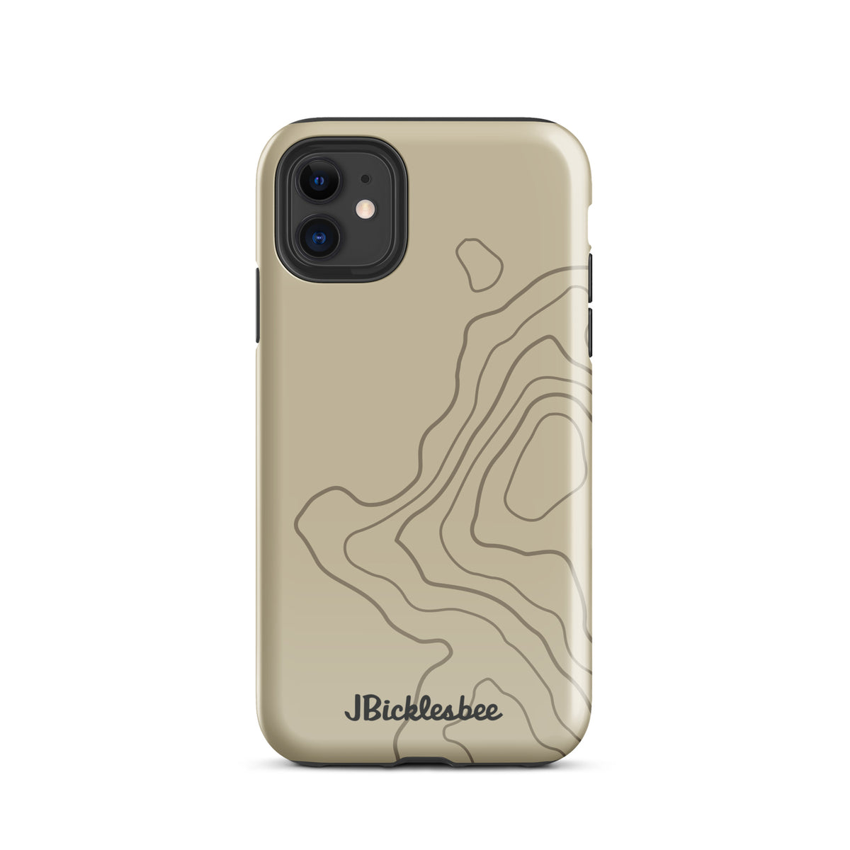 Overland Tan topographical iPhone 11 case, glossy finish
