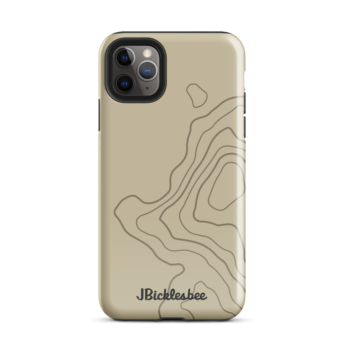 Overland Tan topographical iPhone 11 Pro Max case, glossy finish