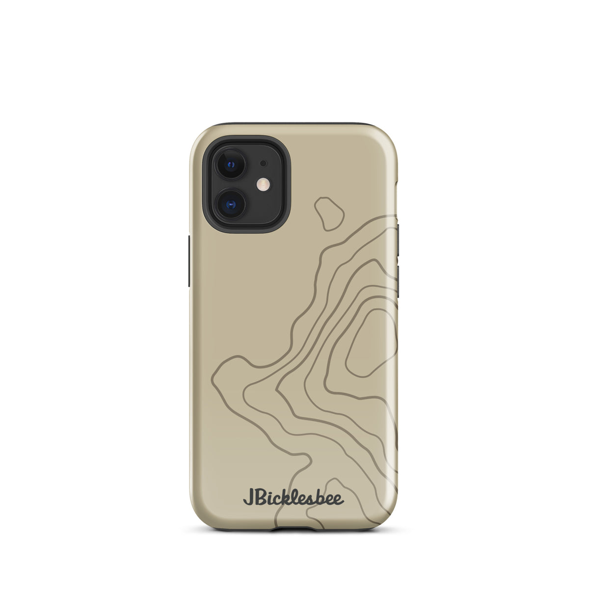 Overland Tan topographical iPhone 12 mini case, glossy finish