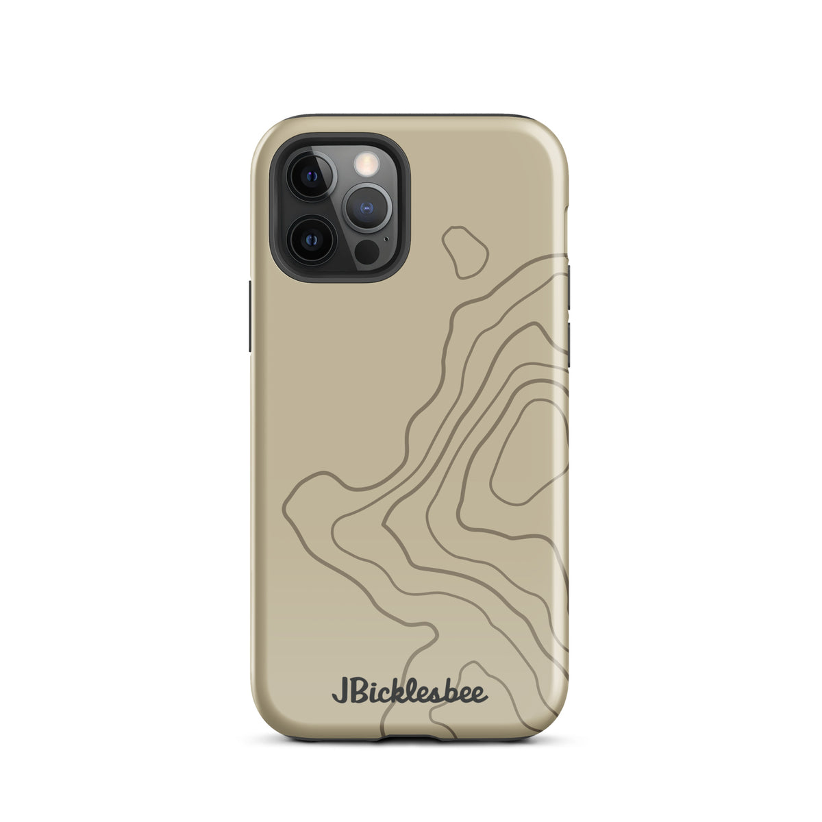 Overland Tan topographical iPhone 12 Pro case, glossy finish