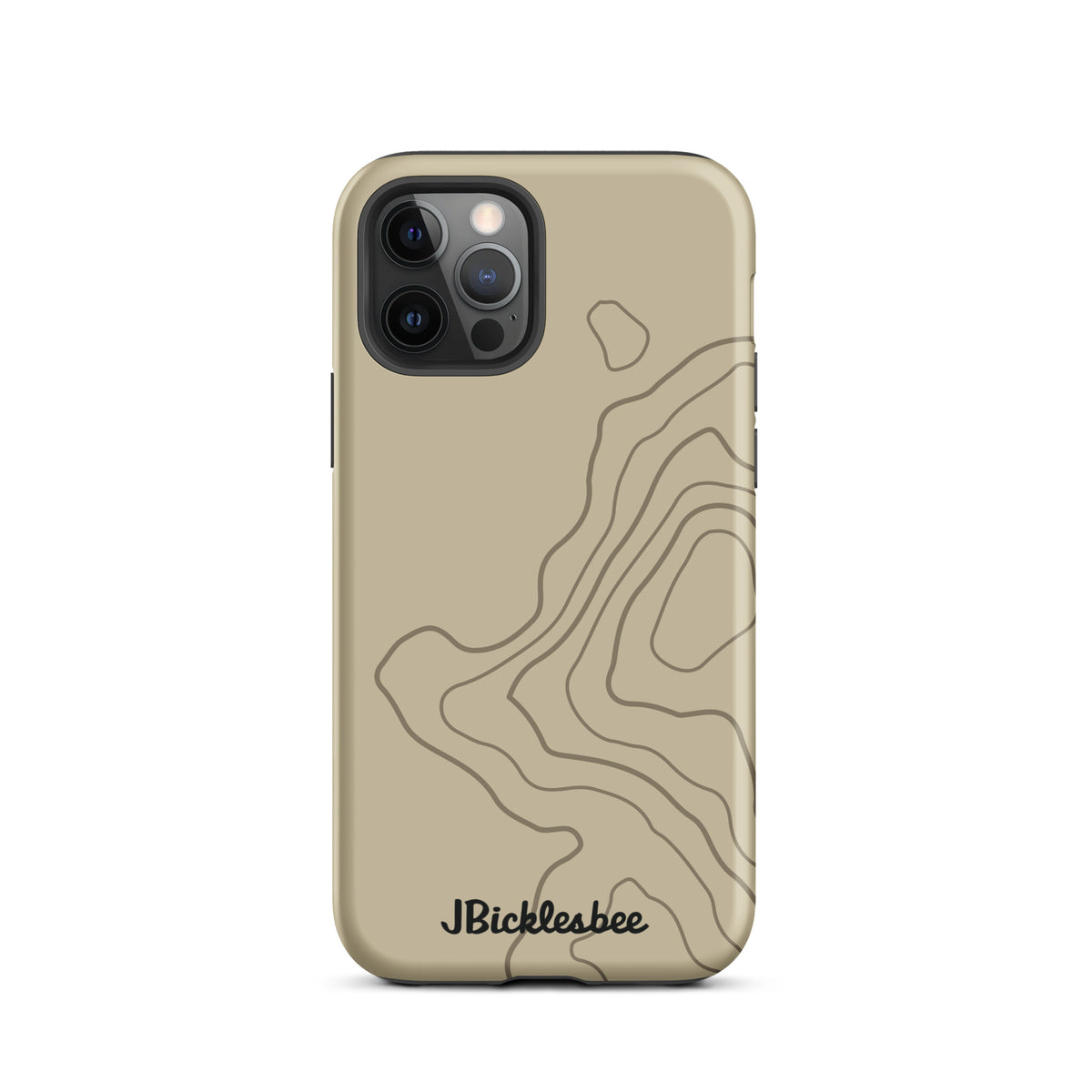 Overland Tan topographical iPhone 12 Pro case, matte finish