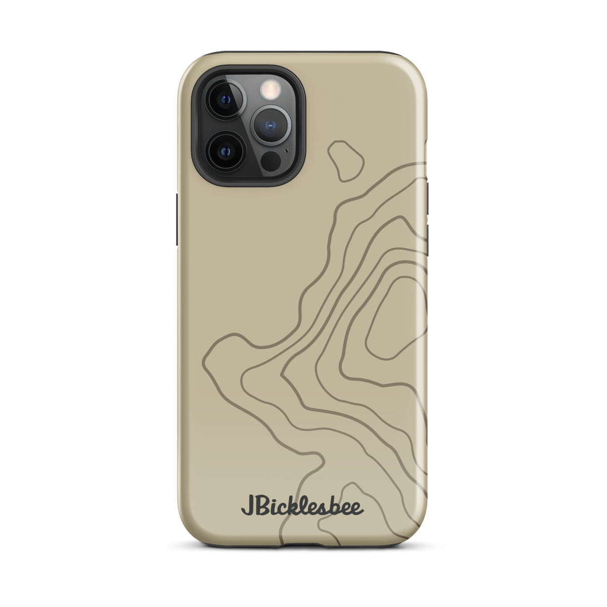 Overland Tan topographical iPhone 12 Pro Max case, glossy finish